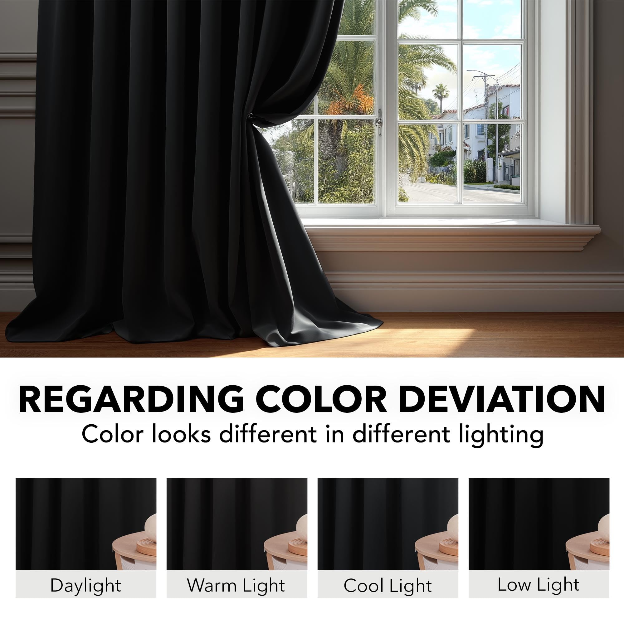 Deconovo Room Darkening Thermal Curtains, 2 Panels, Back Tab & Rod Pocket, Solid Color