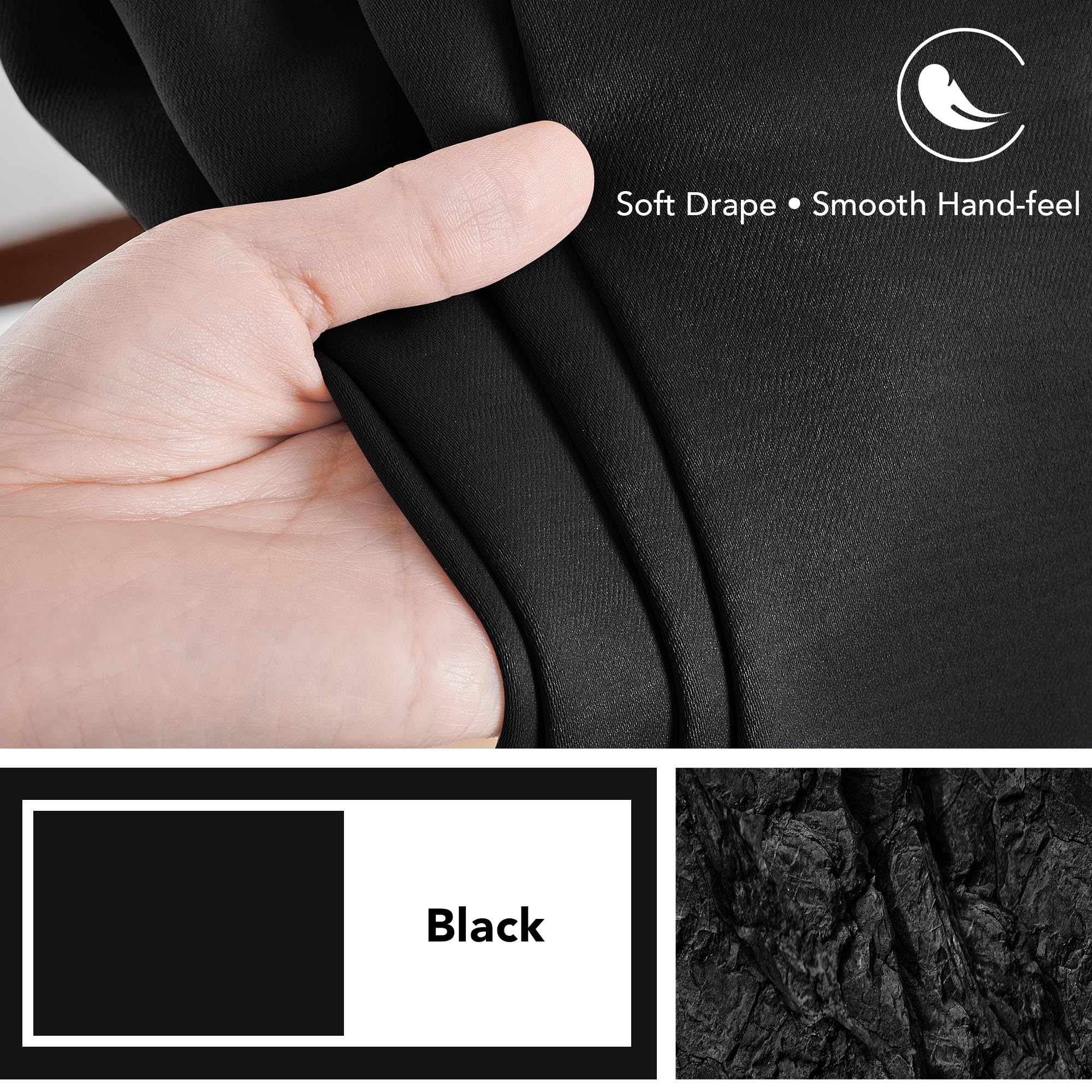 Deconovo Room Darkening Thermal Curtains, 2 Panels, Back Tab & Rod Pocket, Solid Color