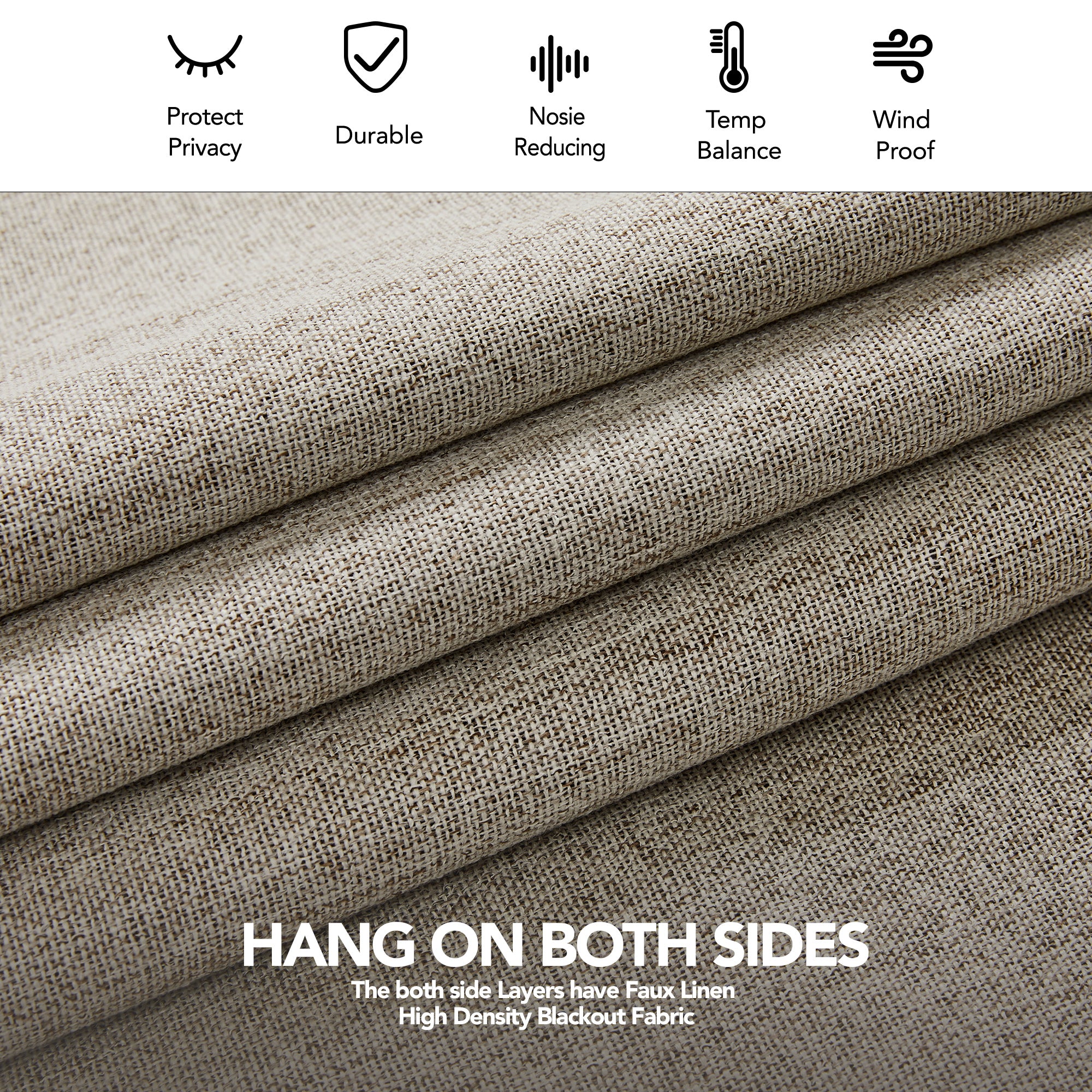 Deconovo Linen Blackout Curtains 2 Panels – Grommet Top, OEKO-TEX
