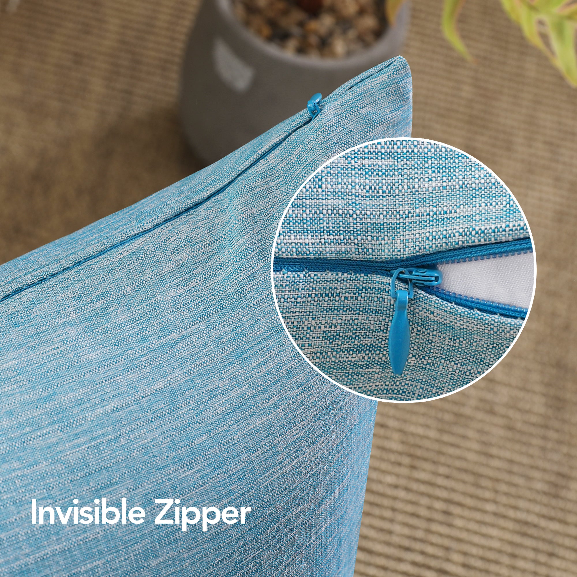 Deconovo 4 Pack Faux Linen Pillow Covers with Hidden Zipper