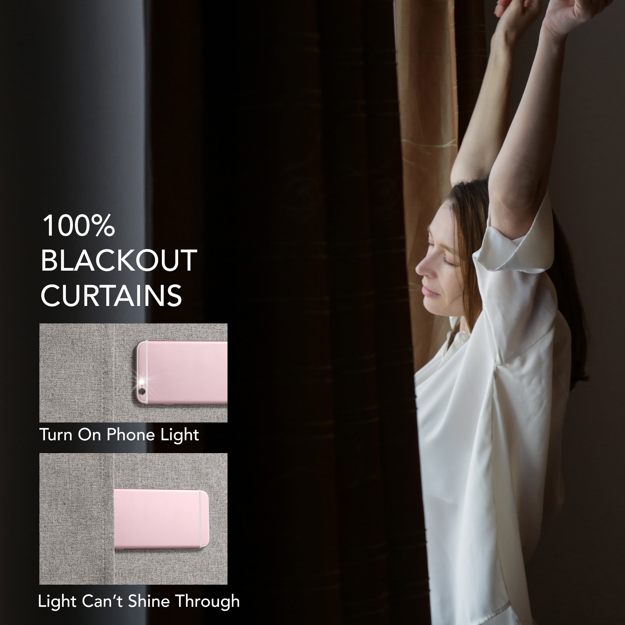 Deconovo 100% Blackout Faux Linen Curtains 2 Panels – Multiple Sizes