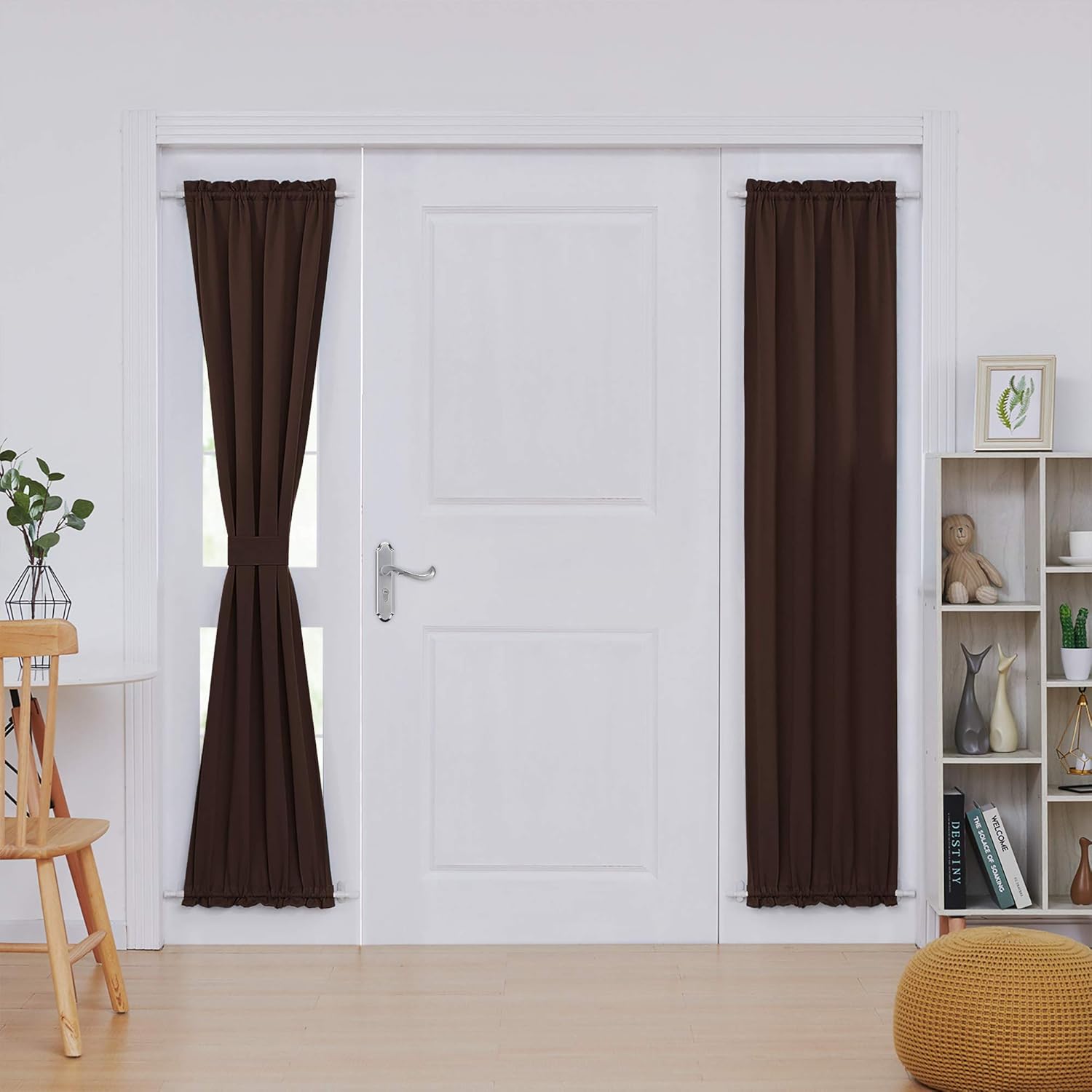 Deconovo Blackout Door Curtain Panel with Adjustable Tieback for Glass Doors, Solid Color, 1 Panel