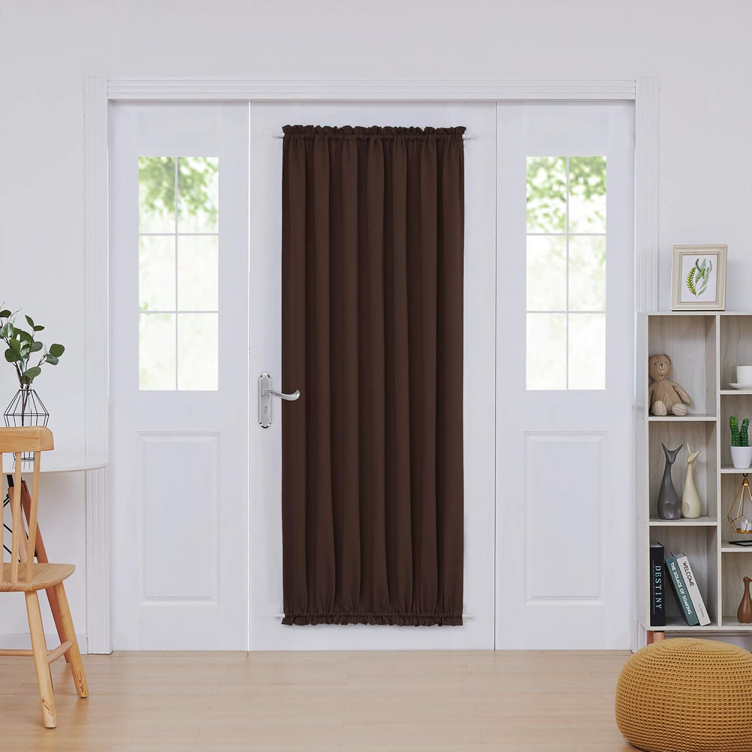 Deconovo Blackout Door Curtain Panel with Adjustable Tieback for Glass Doors, Solid Color, 1 Panel