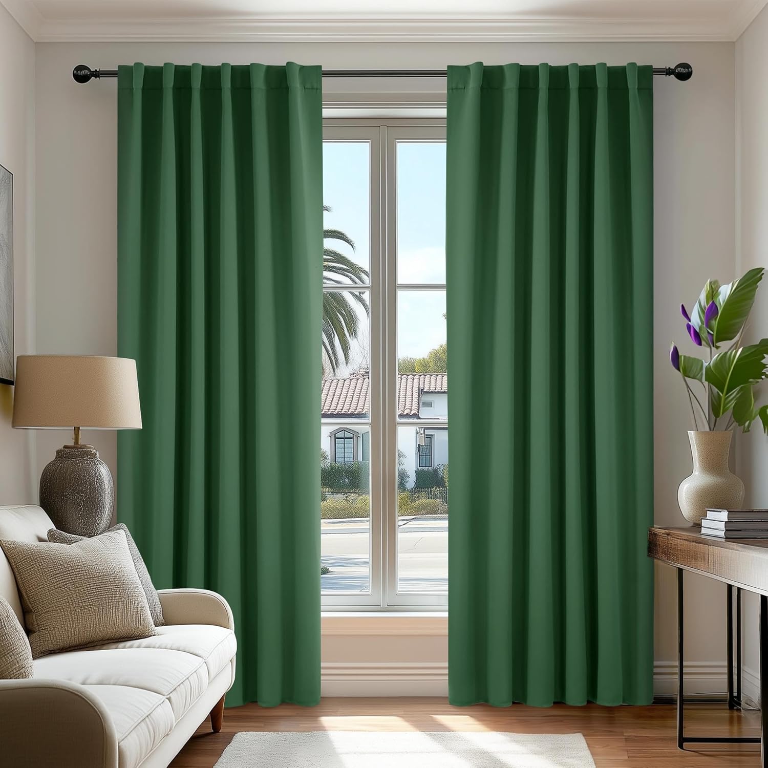 Deconovo Room Darkening Thermal Curtains, 2 Panels, Back Tab & Rod Pocket, Solid Color