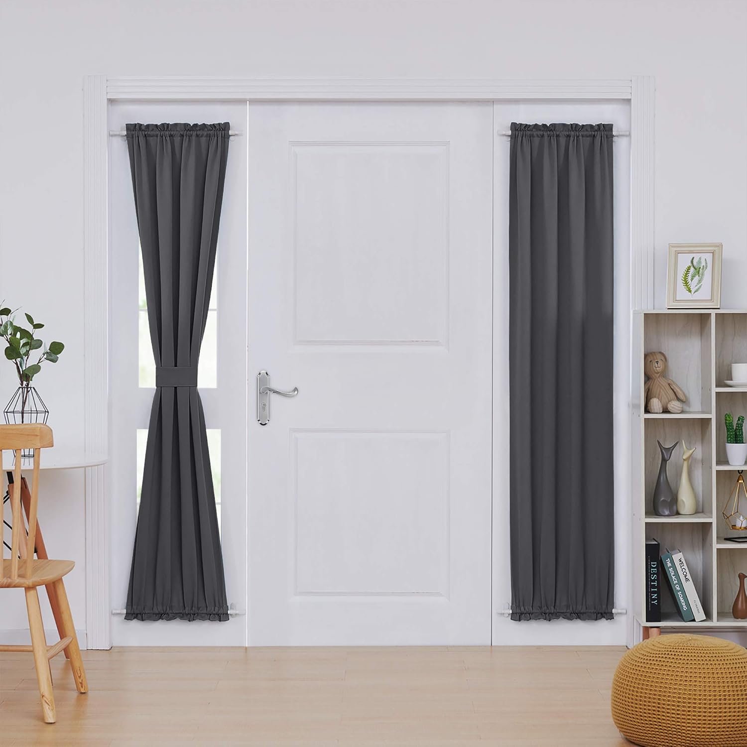 Deconovo Blackout Door Curtain Panel with Adjustable Tieback for Glass Doors, Solid Color, 1 Panel