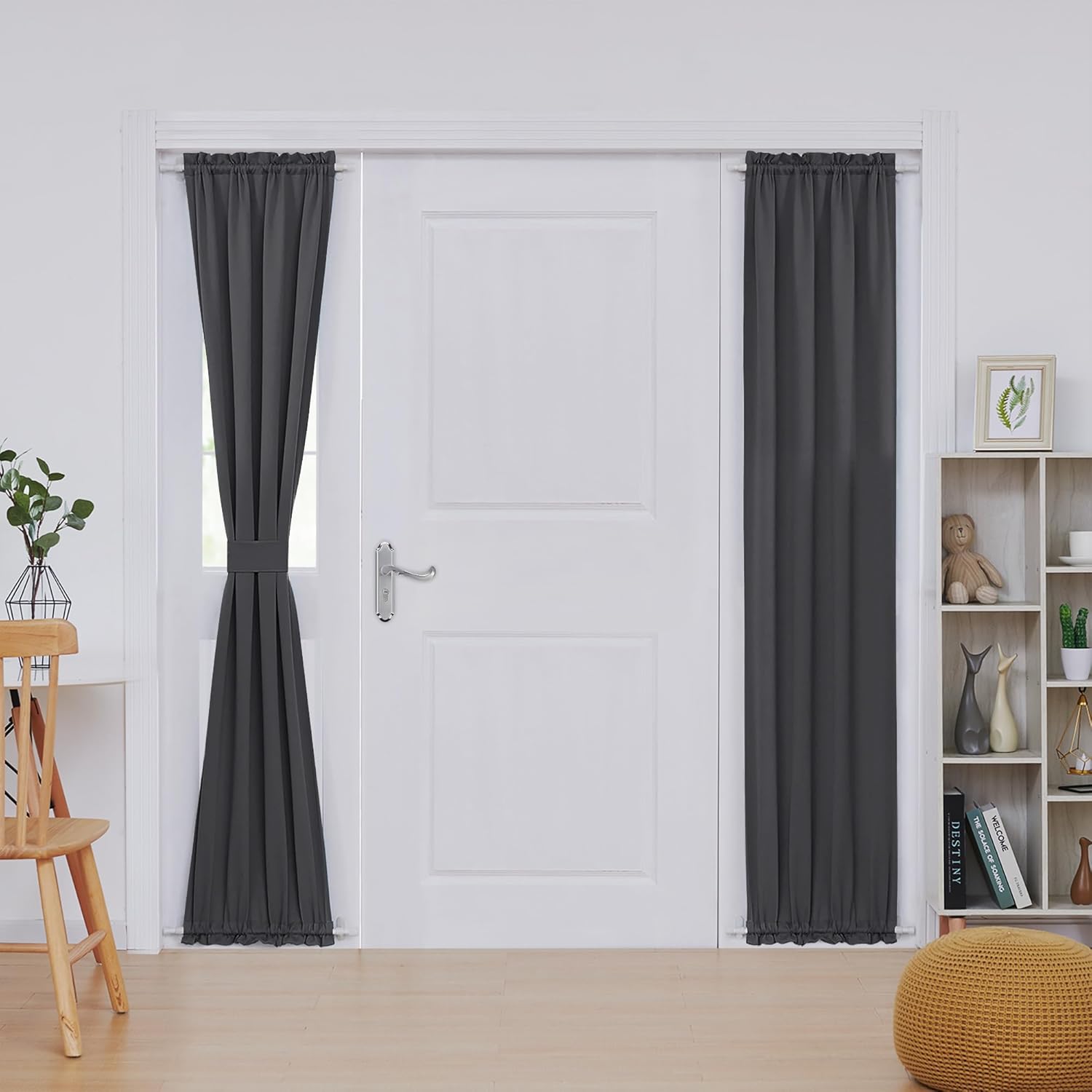 Deconovo Blackout Door Curtain Panel with Adjustable Tieback for Glass Doors, Solid Color, 1 Panel