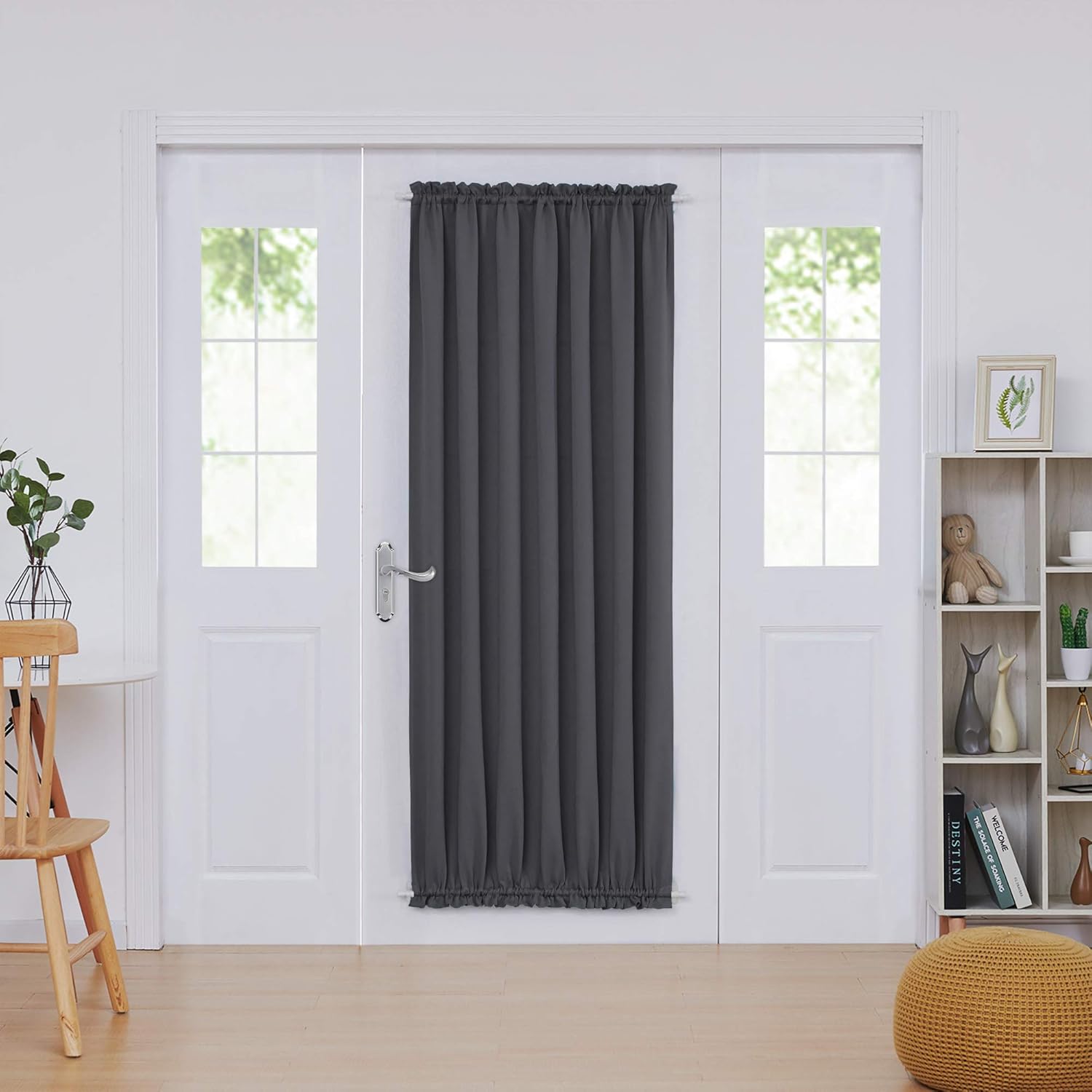 Deconovo Blackout Door Curtain Panel with Adjustable Tieback for Glass Doors, Solid Color, 1 Panel