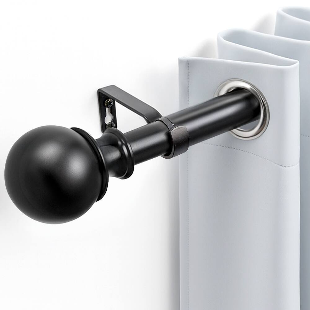 Deconovo Adjustable Curtain Rod with Modern Ball Finials for Windows, Durable Metal Window Curtain Rod, Easy Installation, 1 Set