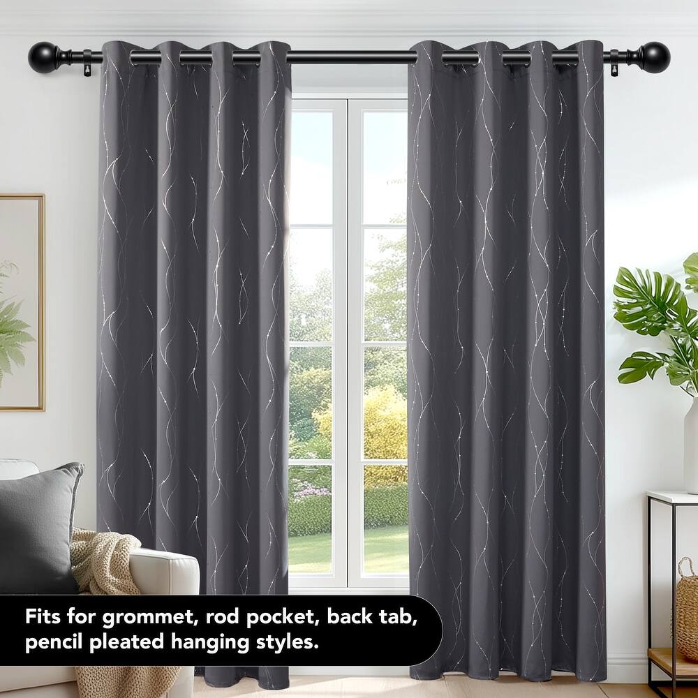 Deconovo Adjustable Curtain Rod with Modern Ball Finials for Windows, Durable Metal Window Curtain Rod, Easy Installation, 1 Set