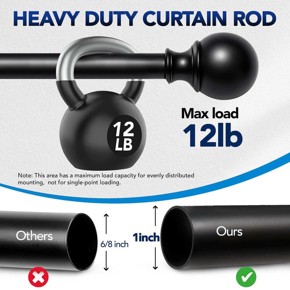 Deconovo Adjustable Curtain Rod with Modern Ball Finials for Windows, Durable Metal Window Curtain Rod, Easy Installation, 1 Set