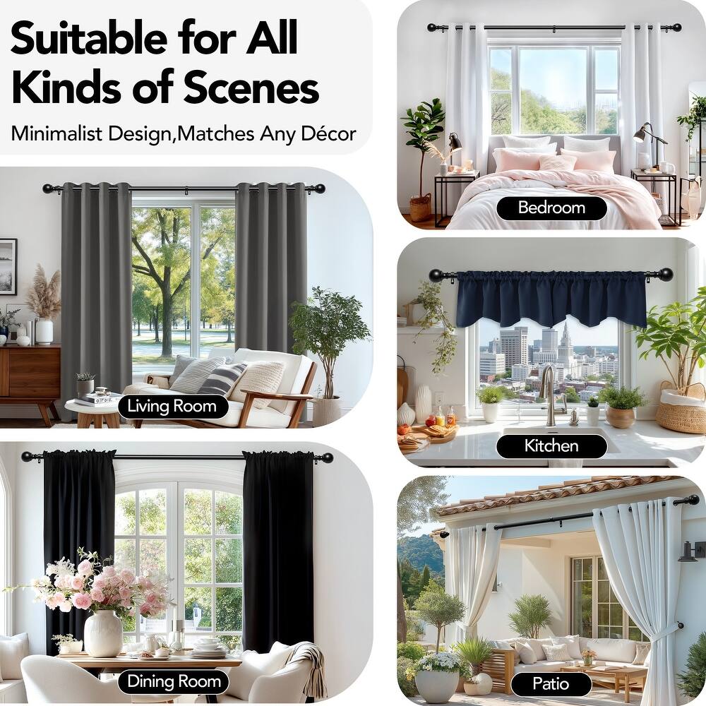 Deconovo Adjustable Curtain Rod with Modern Ball Finials for Windows, Durable Metal Window Curtain Rod, Easy Installation, 1 Set