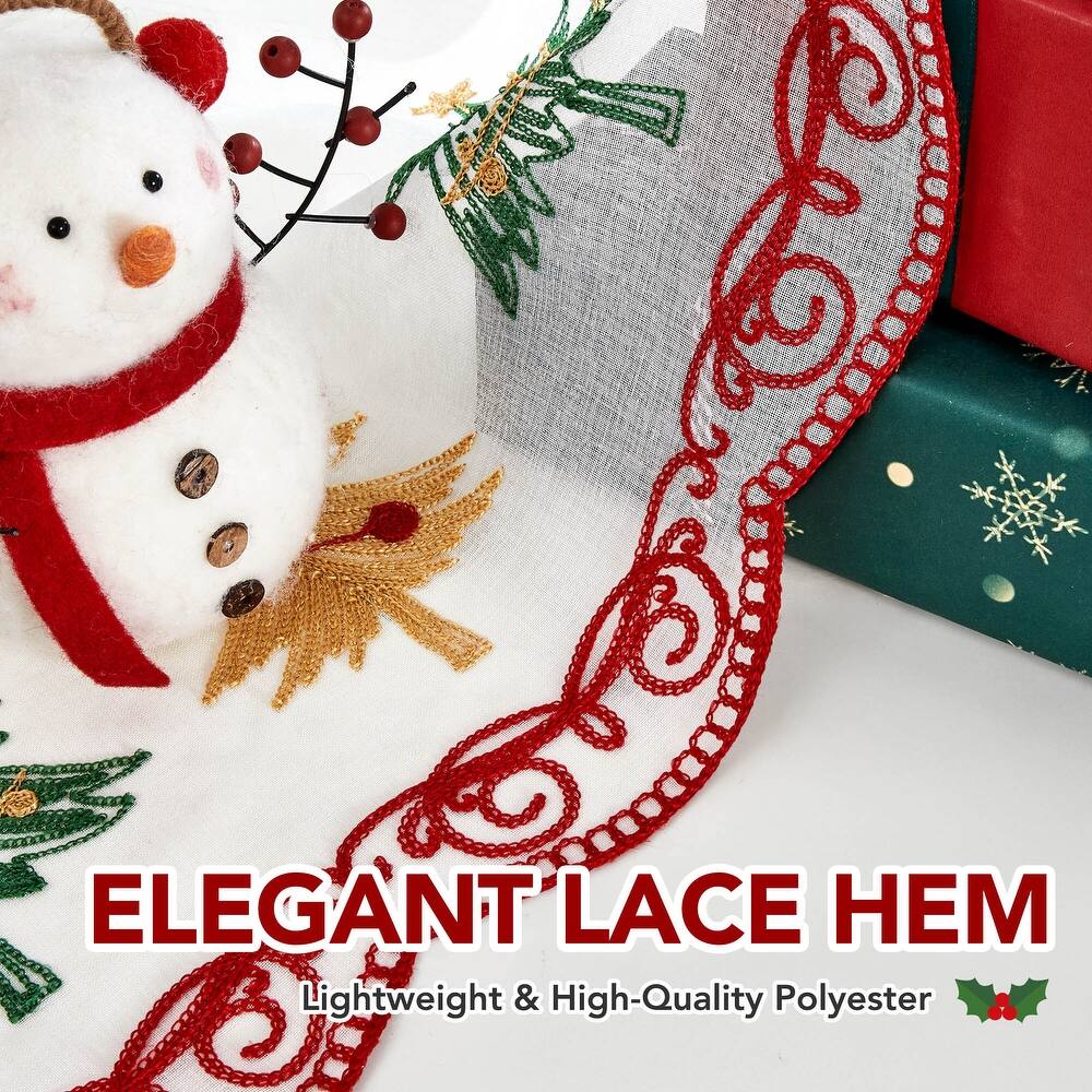 Deconovo Christmas Embroidered Sheer Curtains 2 Panels – Light Filtering Window Treatment