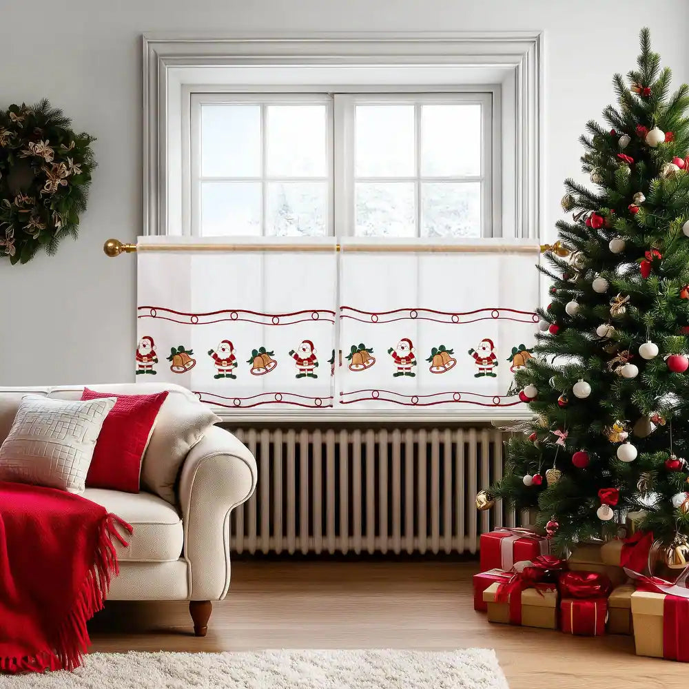 Deconovo Christmas Embroidered Sheer Curtains 2 Panels – Light Filtering Window Treatment