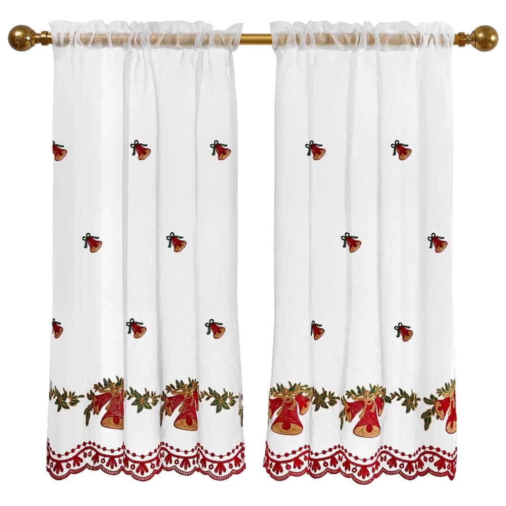 Deconovo Christmas Embroidered Sheer Curtains 2 Panels – Light Filtering Window Treatment