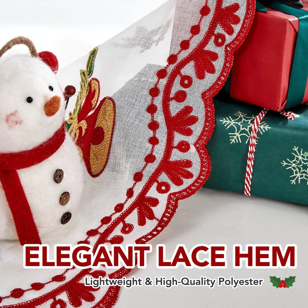 Deconovo Christmas Embroidered Sheer Curtains 2 Panels – Light Filtering Window Treatment