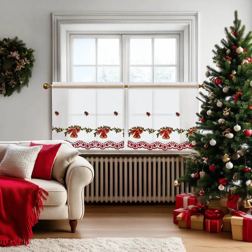 Deconovo Christmas Embroidered Sheer Curtains 2 Panels – Light Filtering Window Treatment
