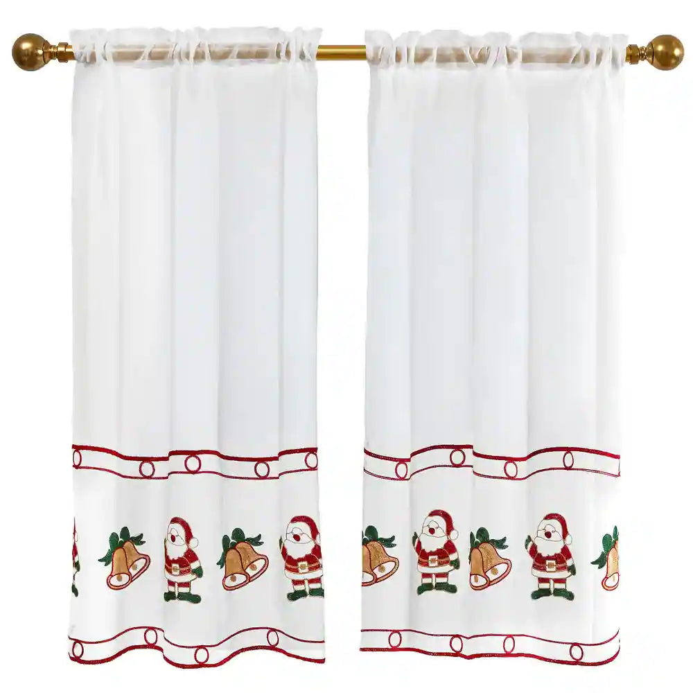 Deconovo Christmas Embroidered Sheer Curtains 2 Panels – Light Filtering Window Treatment