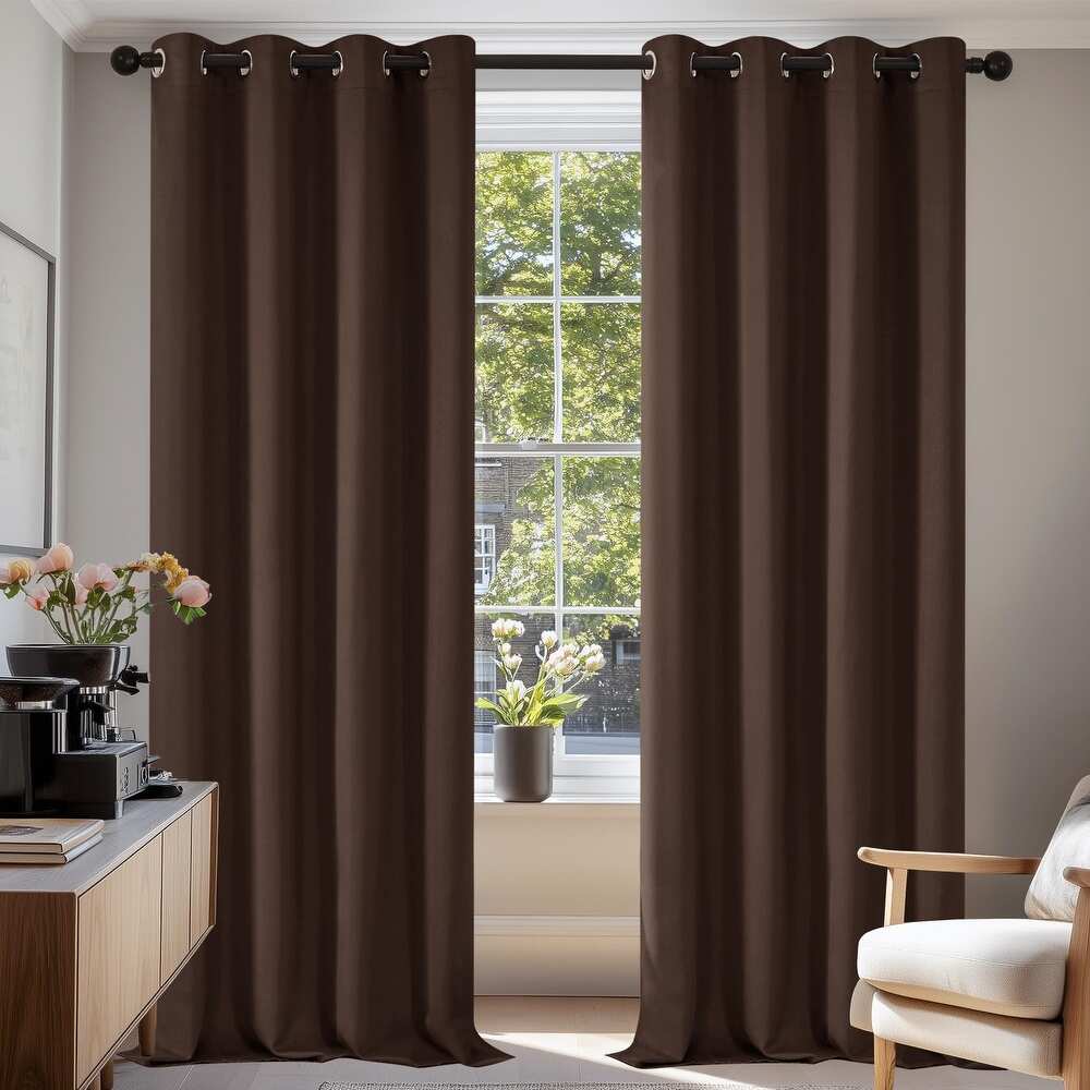 Deconovo Room Darkening Curtains for Living Room & Bedroom, Thermal Insulated Grommet Window Panels, Energy Saving Drapes, Navy Blue, 2 Panels