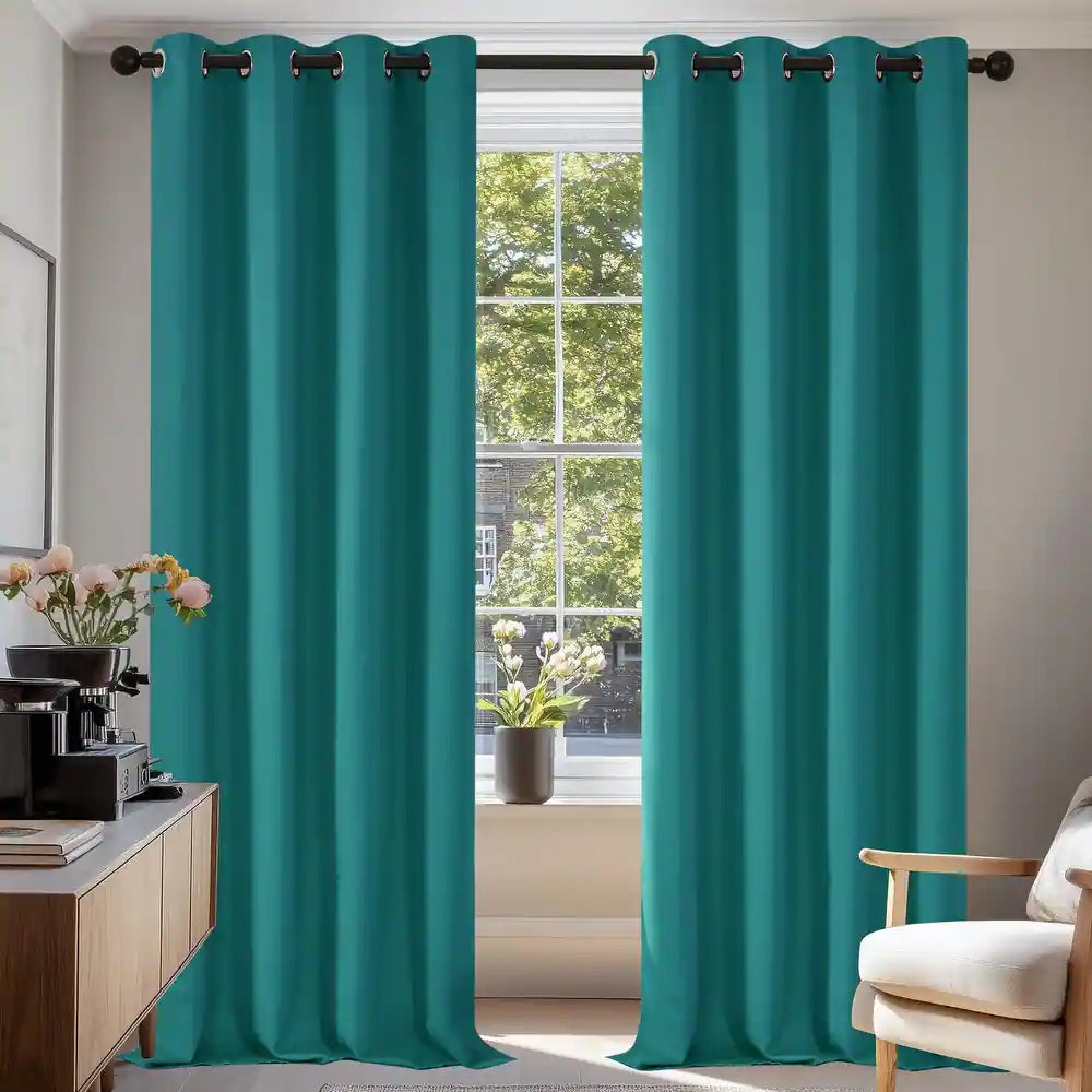 Deconovo Room Darkening Curtains for Living Room & Bedroom, Thermal Insulated Grommet Window Panels, Energy Saving Drapes, Navy Blue, 2 Panels