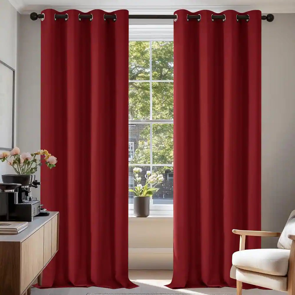 Deconovo Room Darkening Curtains for Living Room & Bedroom, Thermal Insulated Grommet Window Panels, Energy Saving Drapes, Navy Blue, 2 Panels