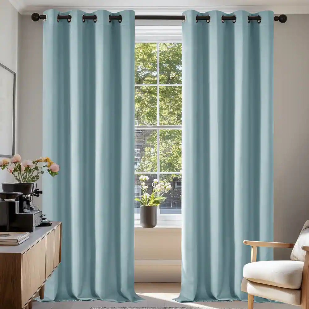 Deconovo Room Darkening Curtains for Living Room & Bedroom, Thermal Insulated Grommet Window Panels, Energy Saving Drapes, Navy Blue, 2 Panels