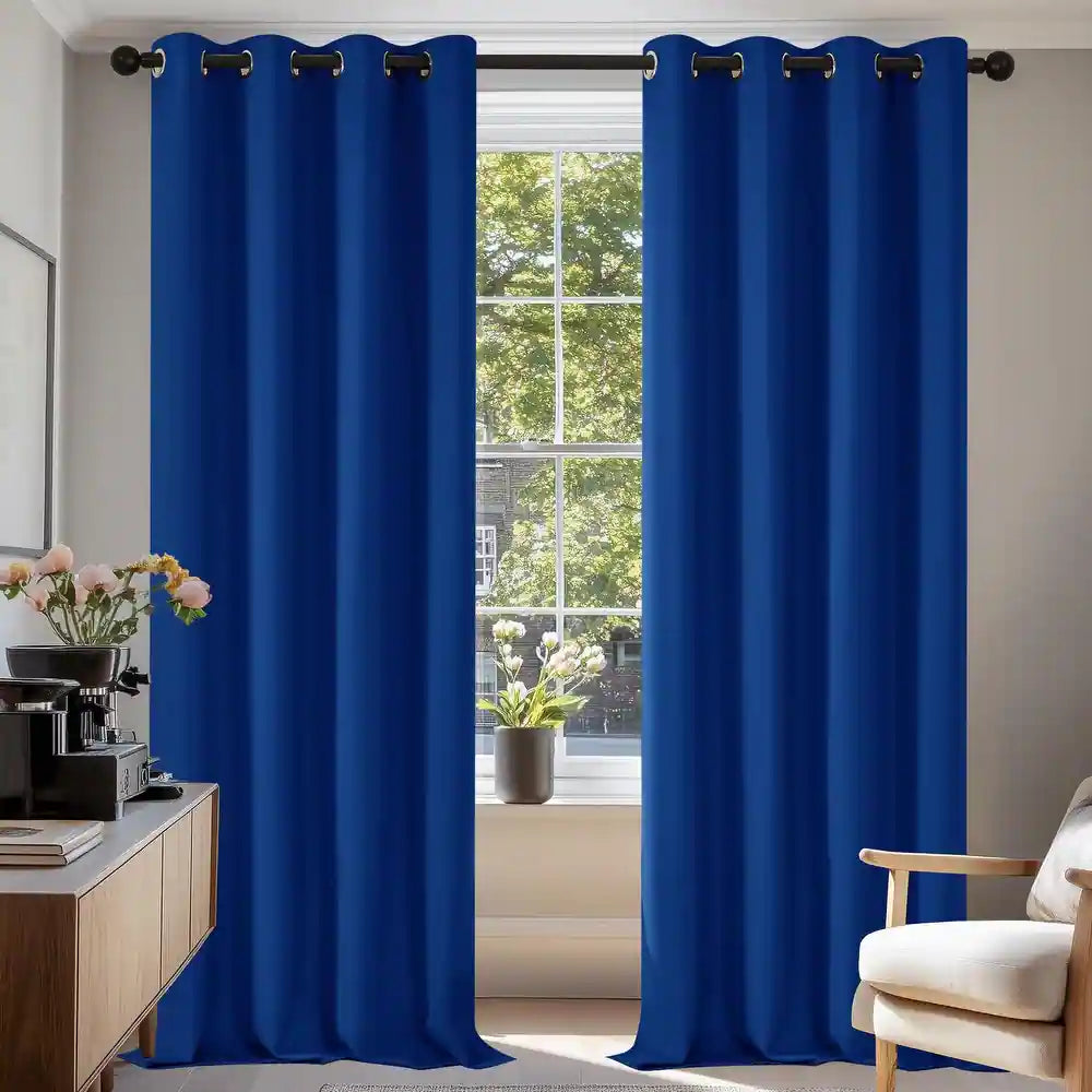 Deconovo Room Darkening Curtains for Living Room & Bedroom, Thermal Insulated Grommet Window Panels, Energy Saving Drapes, Navy Blue, 2 Panels