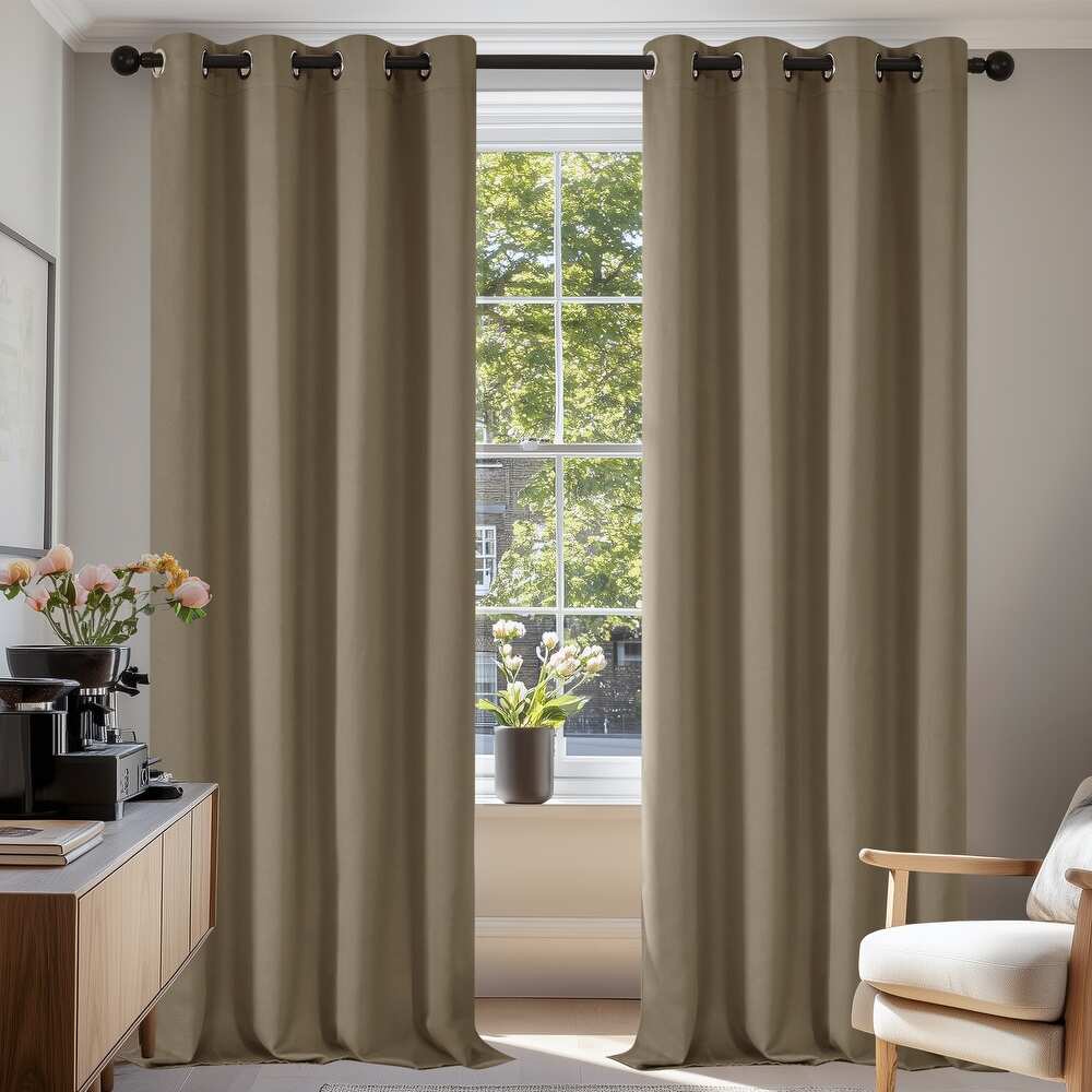 Deconovo Room Darkening Curtains for Living Room & Bedroom, Thermal Insulated Grommet Window Panels, Energy Saving Drapes, Navy Blue, 2 Panels