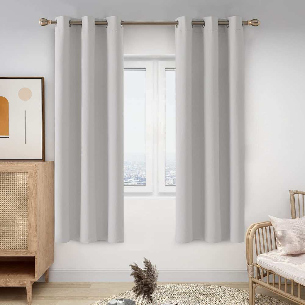 Deconovo Room Darkening Curtains for Living Room & Bedroom, Thermal Insulated Grommet Window Panels, Energy Saving Drapes, Navy Blue, 2 Panels