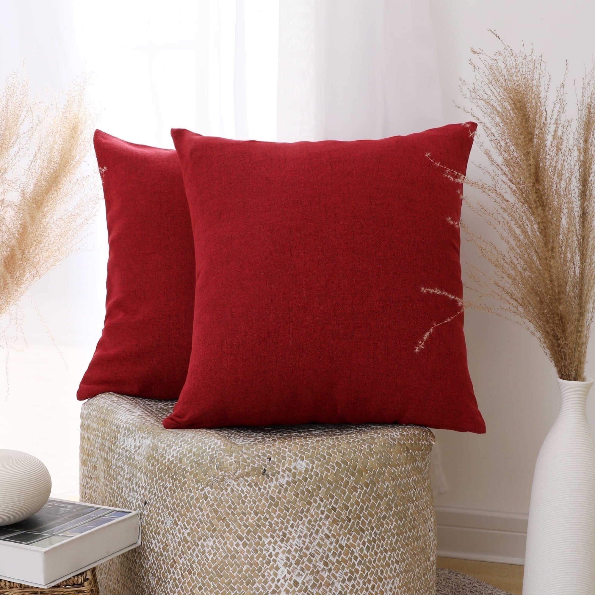 Wine Red-Faux Linen