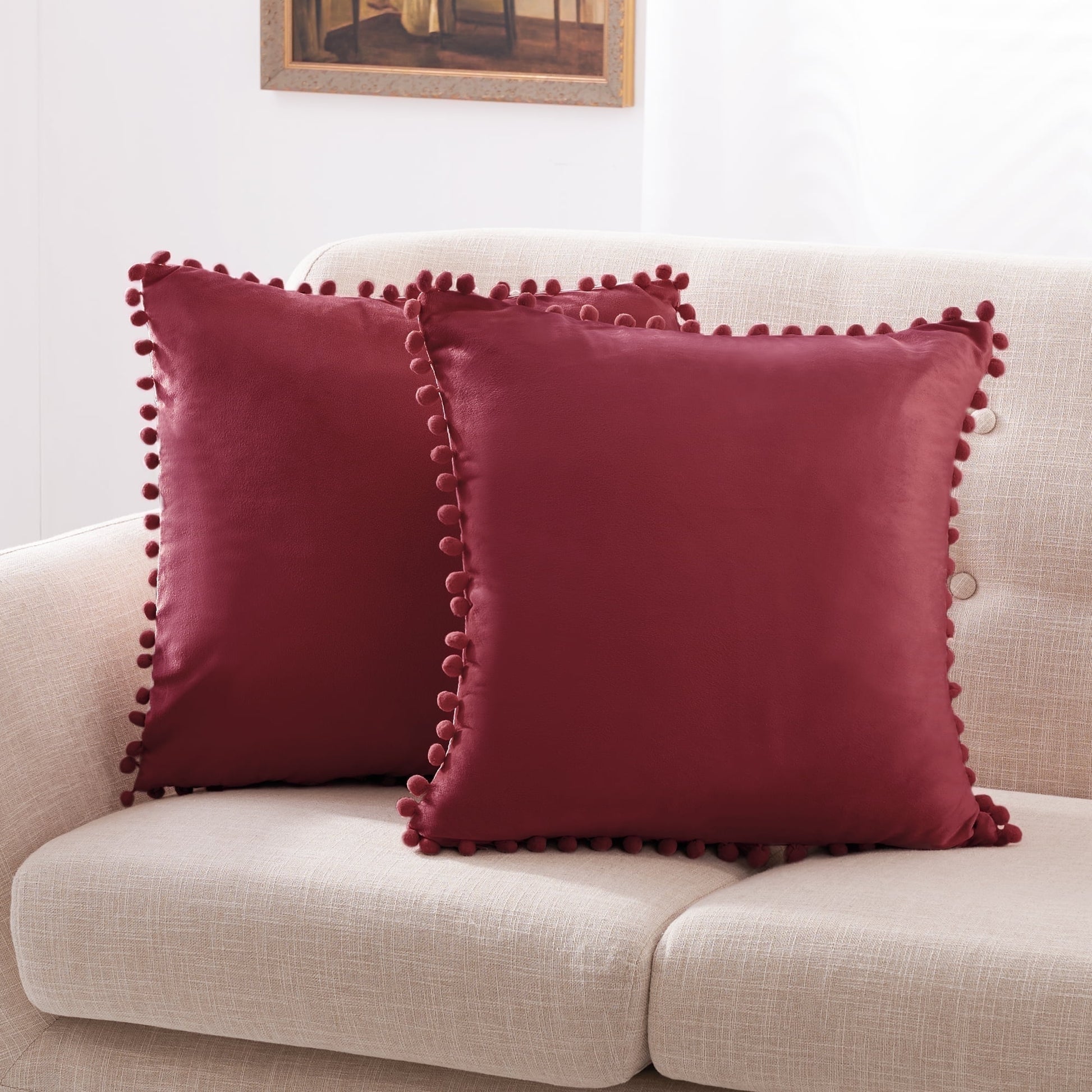 Wine Red-Pom Poms