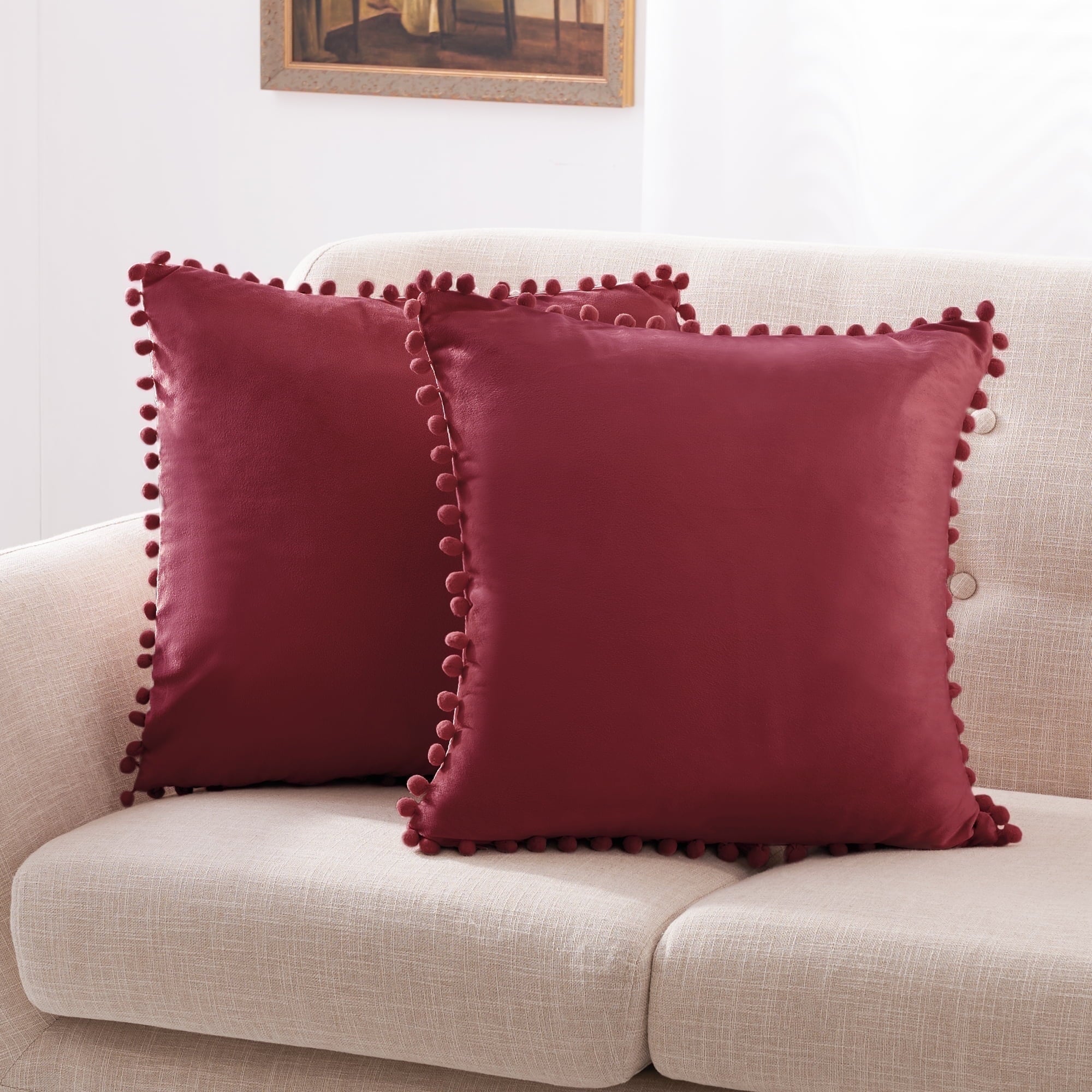 Wine Red-Pom Poms