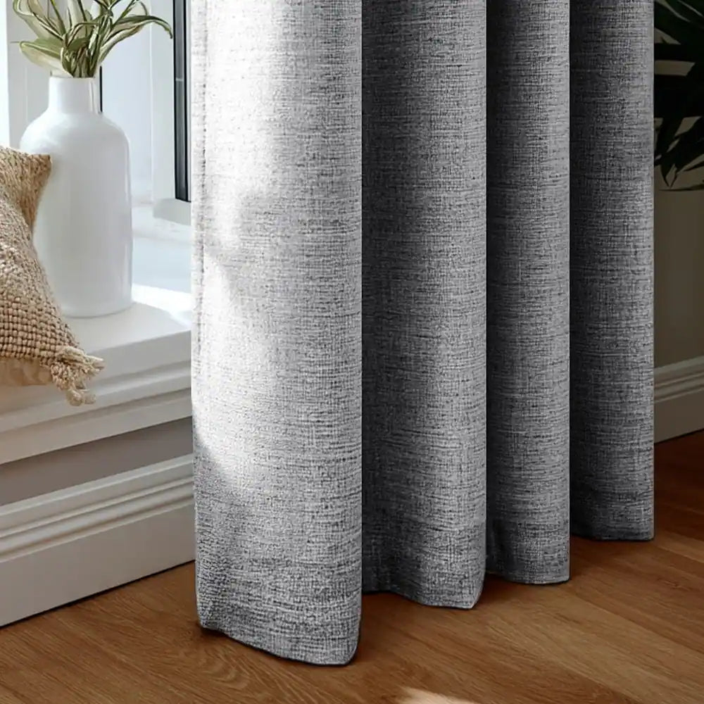 Deconovo 100% Blackout Faux Linen Curtains with TPU Thermal Insulated Backing, Bedroom Window Panels, 2 Count