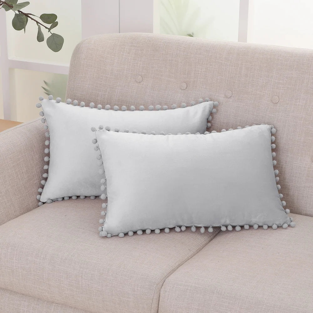 Deconovo Velvet Pom-Pom Throw Pillow Covers 2-Pack, Multiple Sizes