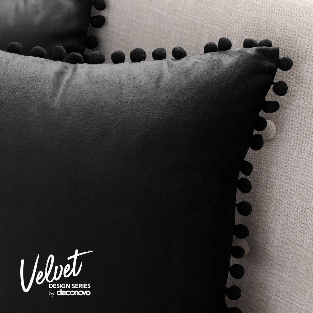 Deconovo Velvet Pom-Pom Throw Pillow Covers 2-Pack, Multiple Sizes