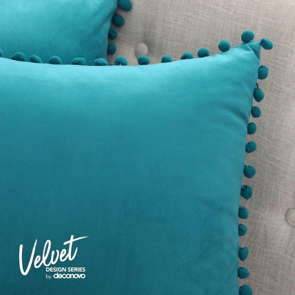 Deconovo Velvet Pom-Pom Throw Pillow Covers 2-Pack, Multiple Sizes