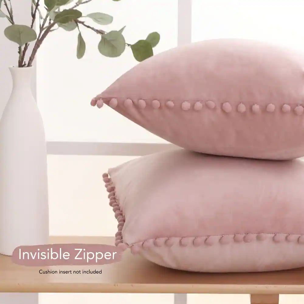 Deconovo Velvet Pom-Pom Throw Pillow Covers 2-Pack, Multiple Sizes
