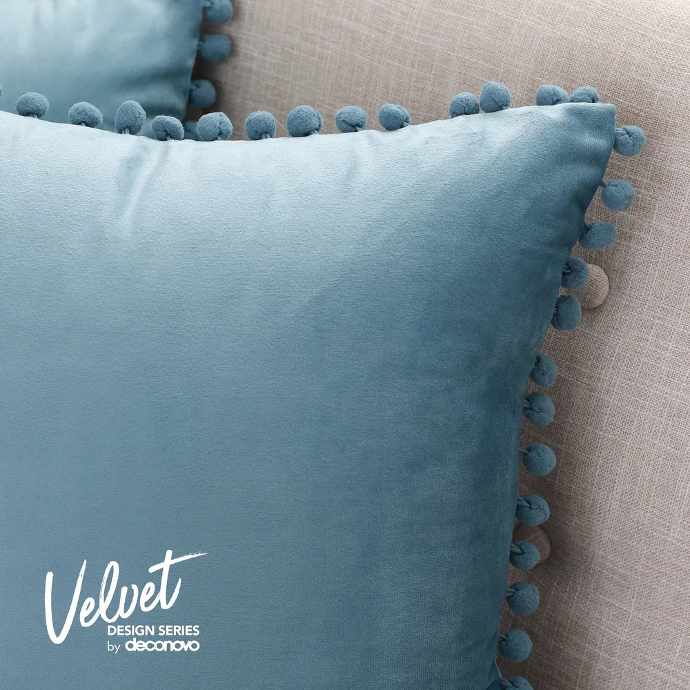 Deconovo Velvet Pom-Pom Throw Pillow Covers 2-Pack, Multiple Sizes