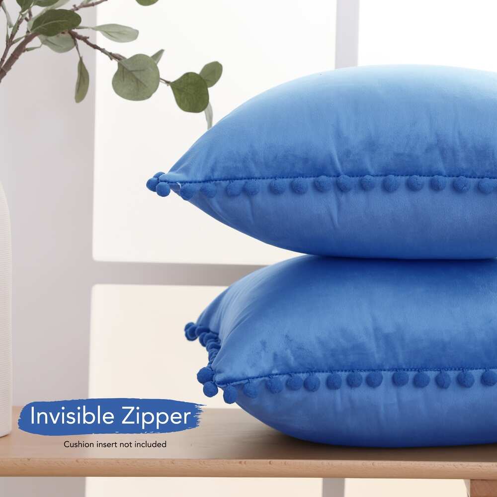 Deconovo Velvet Pom-Pom Throw Pillow Covers 2-Pack, Multiple Sizes