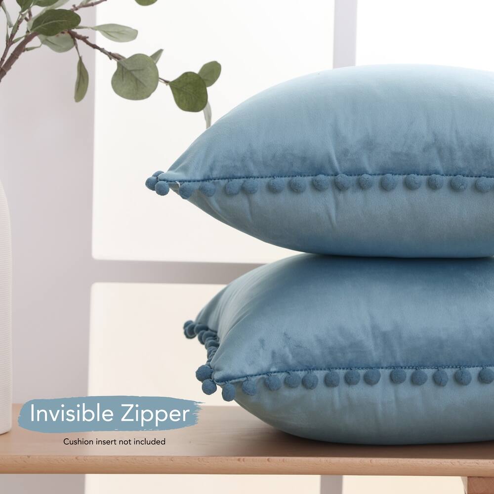 Deconovo Velvet Pom-Pom Throw Pillow Covers 2-Pack, Multiple Sizes