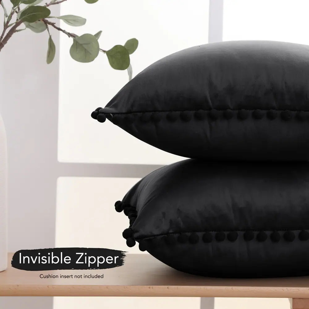 Deconovo Velvet Pom-Pom Throw Pillow Covers 2-Pack, Multiple Sizes