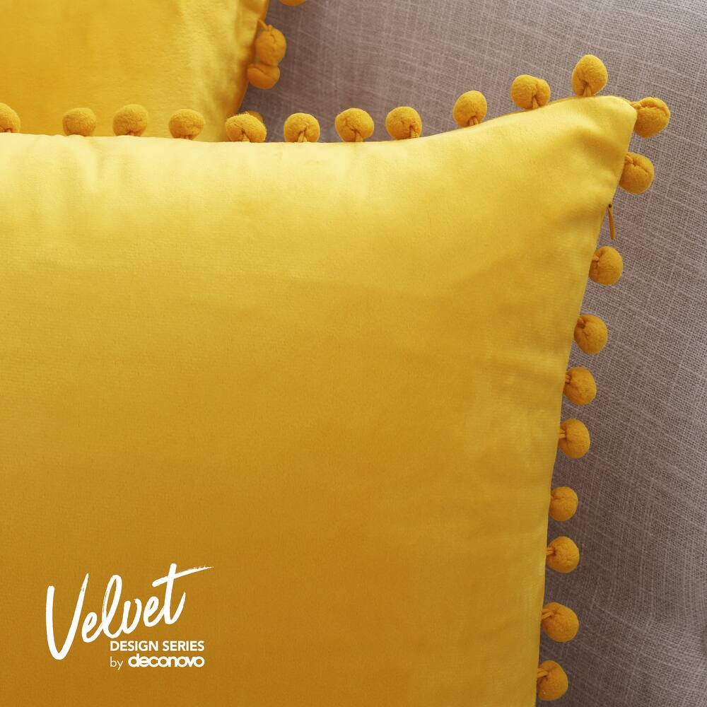 Deconovo Velvet Pom-Pom Throw Pillow Covers 2-Pack, Multiple Sizes