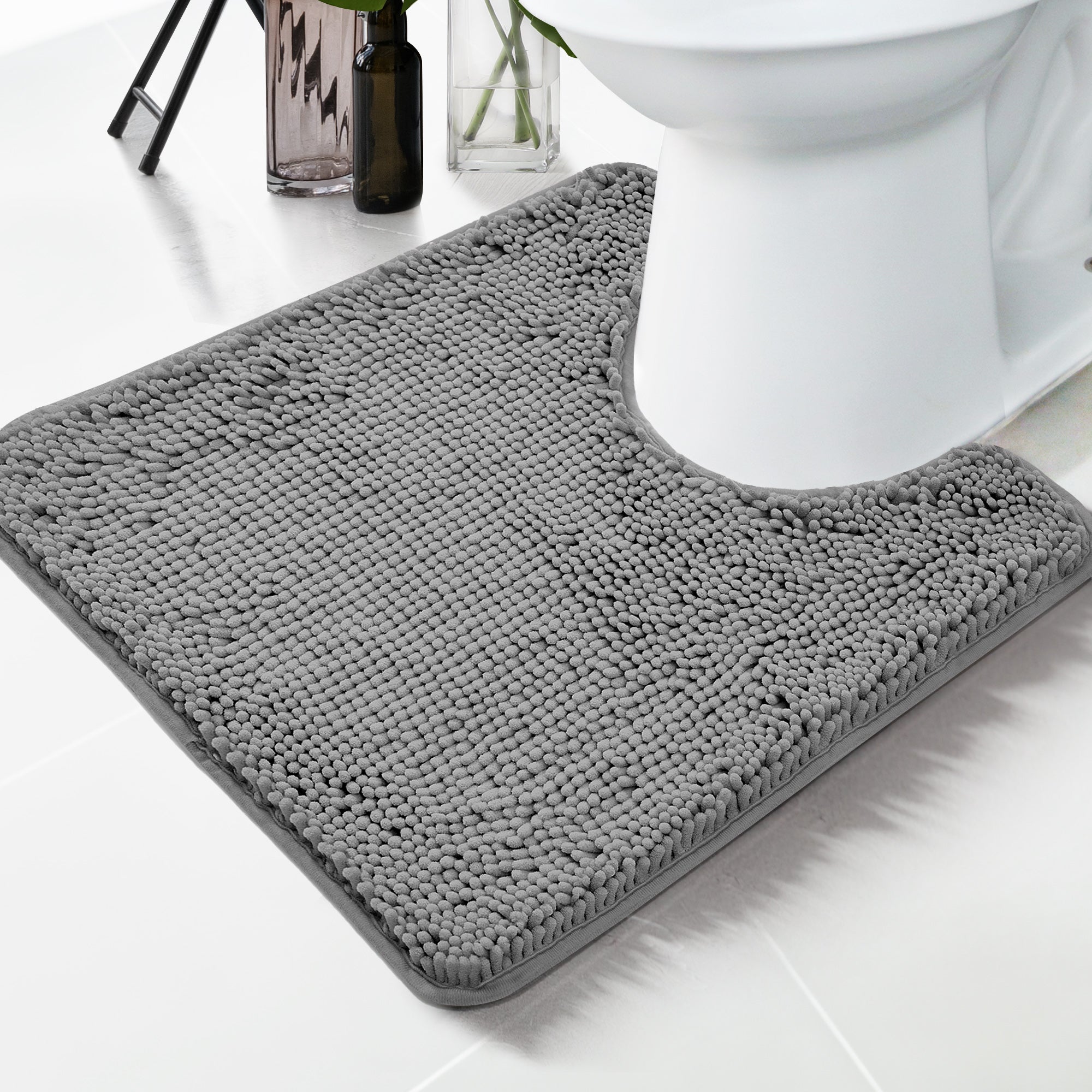 Deconovo Plush Chenille Bath Rug  Non-Slip, Washable Comfort Mat