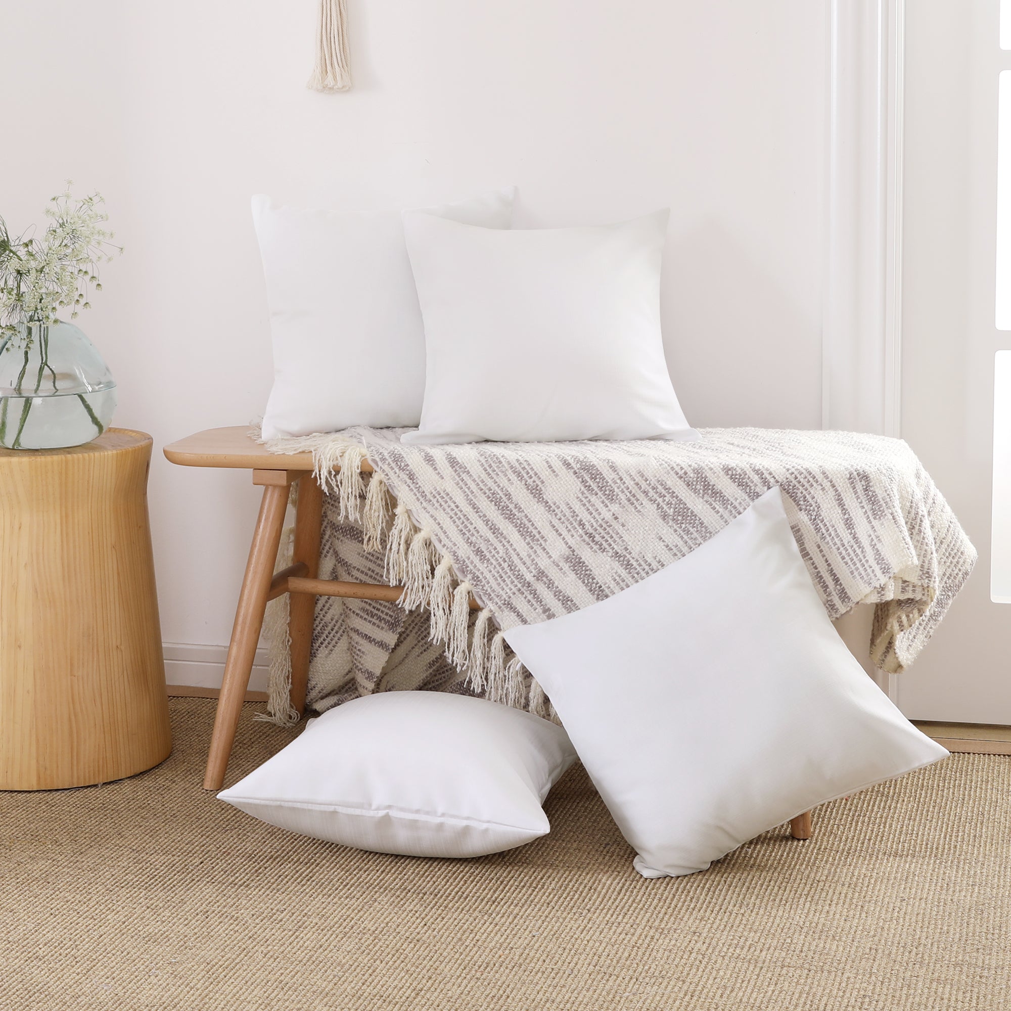 Deconovo 4 Pack Faux Linen Pillow Covers with Hidden Zipper