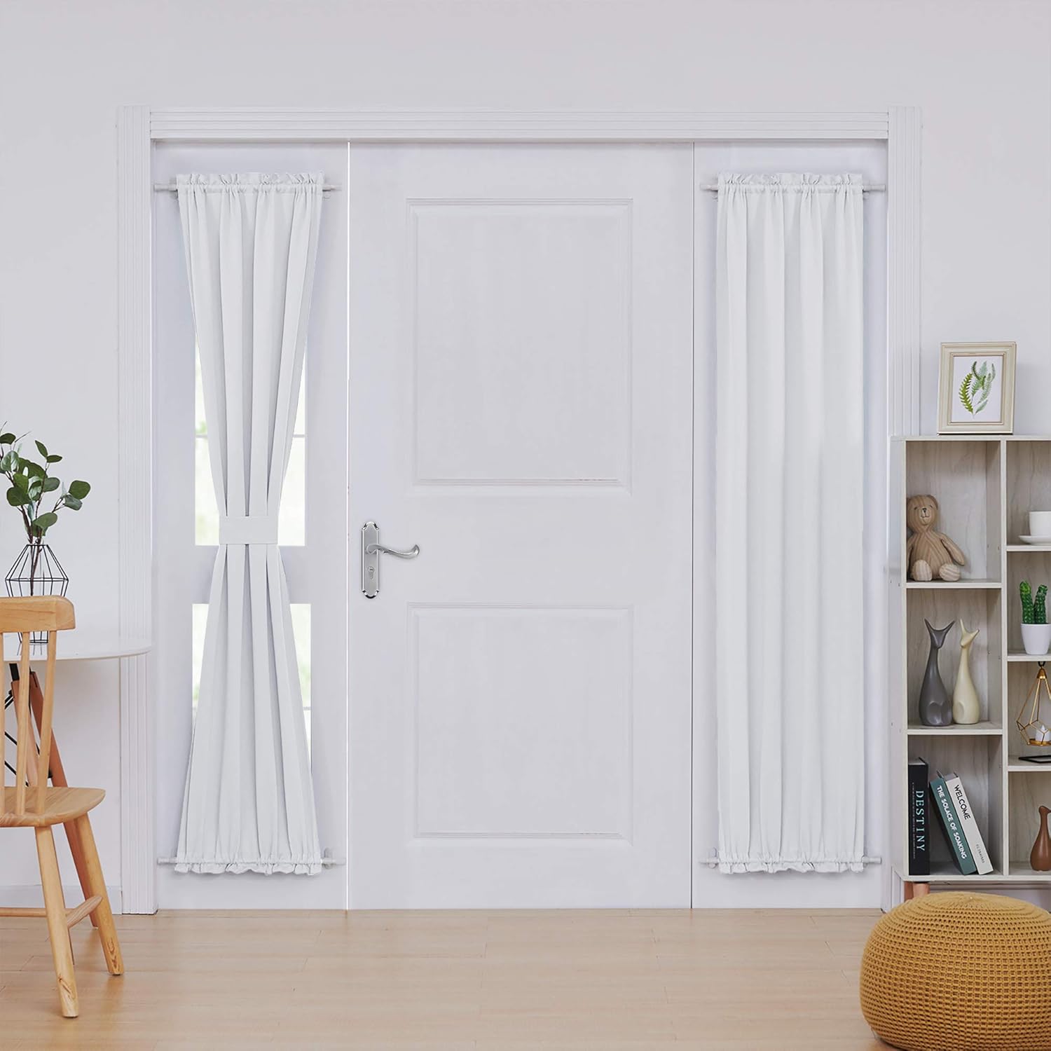 Deconovo Blackout Door Curtain Panel with Adjustable Tieback for Glass Doors, Solid Color, 1 Panel