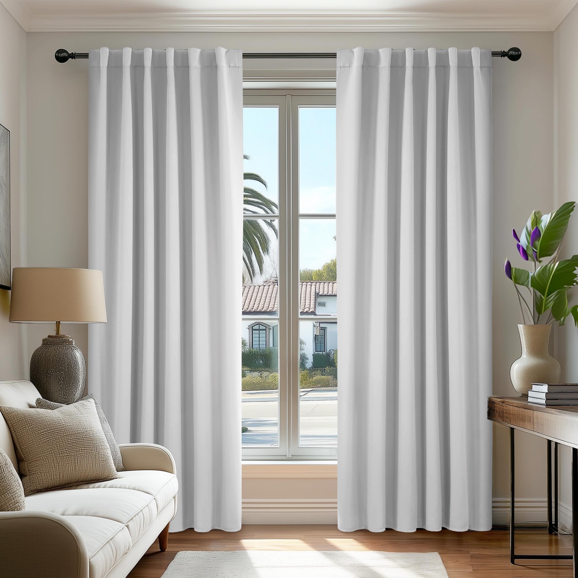 Deconovo Room Darkening Thermal Curtains, 2 Panels, Back Tab & Rod Pocket, Solid Color
