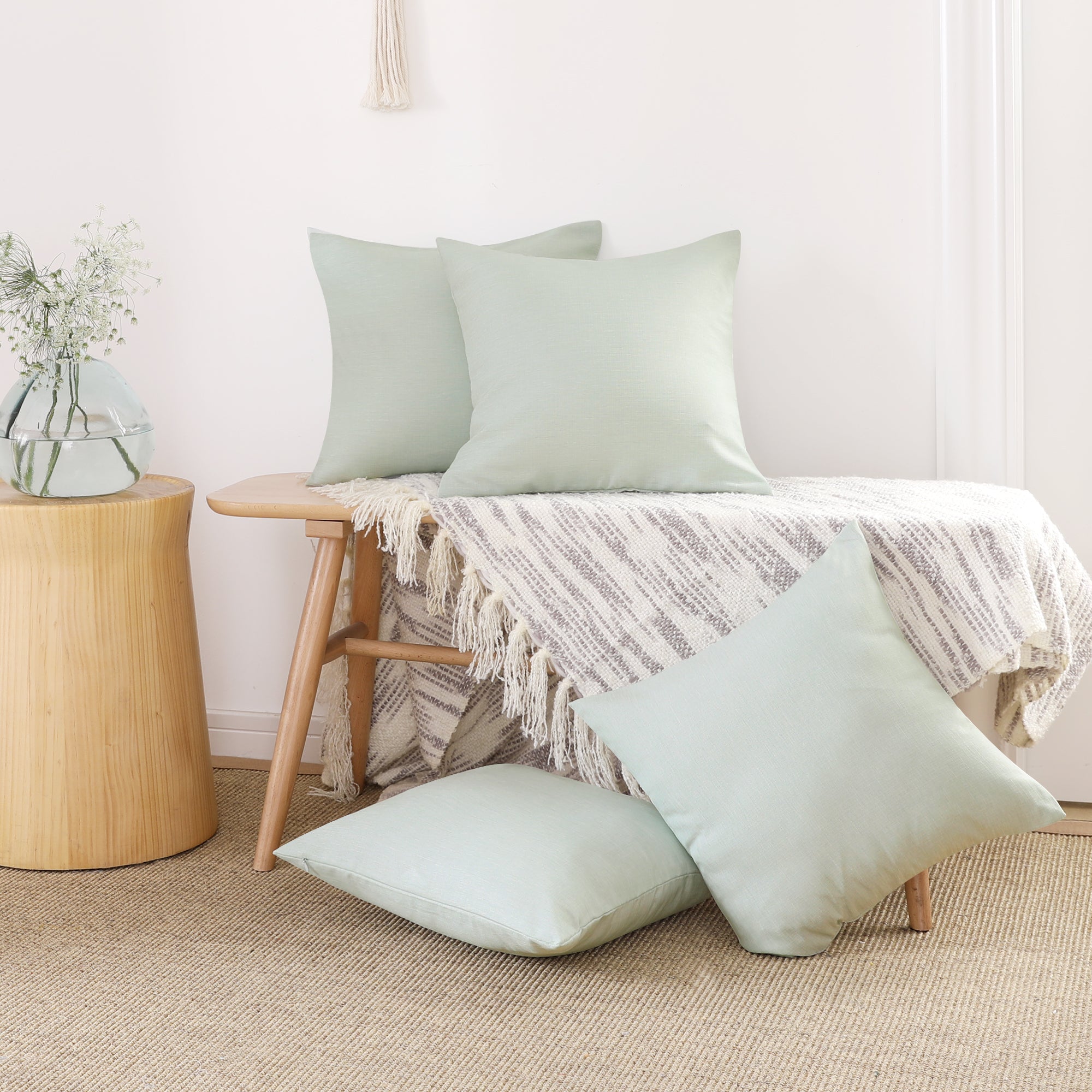 Deconovo 4 Pack Faux Linen Pillow Covers with Hidden Zipper
