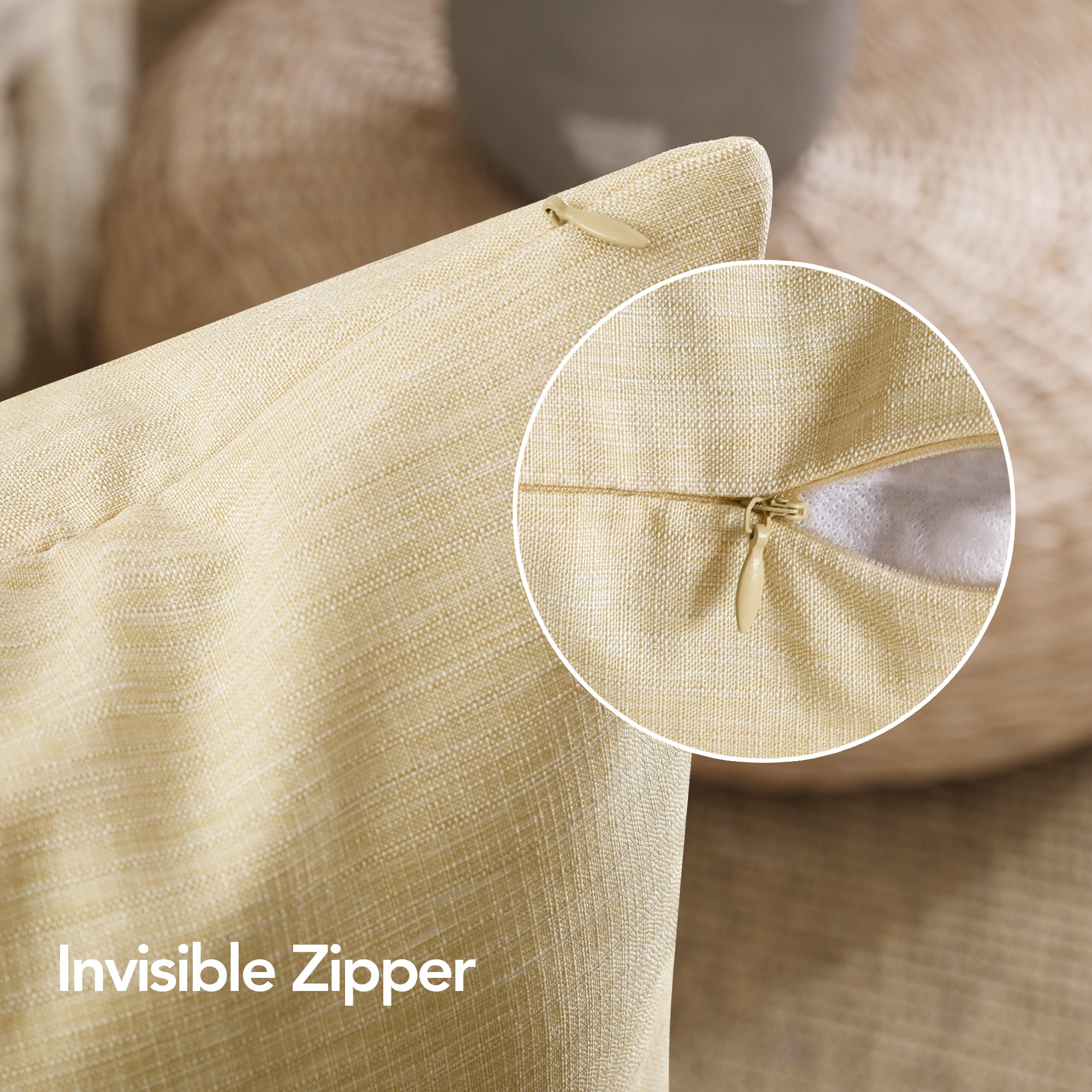 Deconovo 4 Pack Faux Linen Pillow Covers with Hidden Zipper