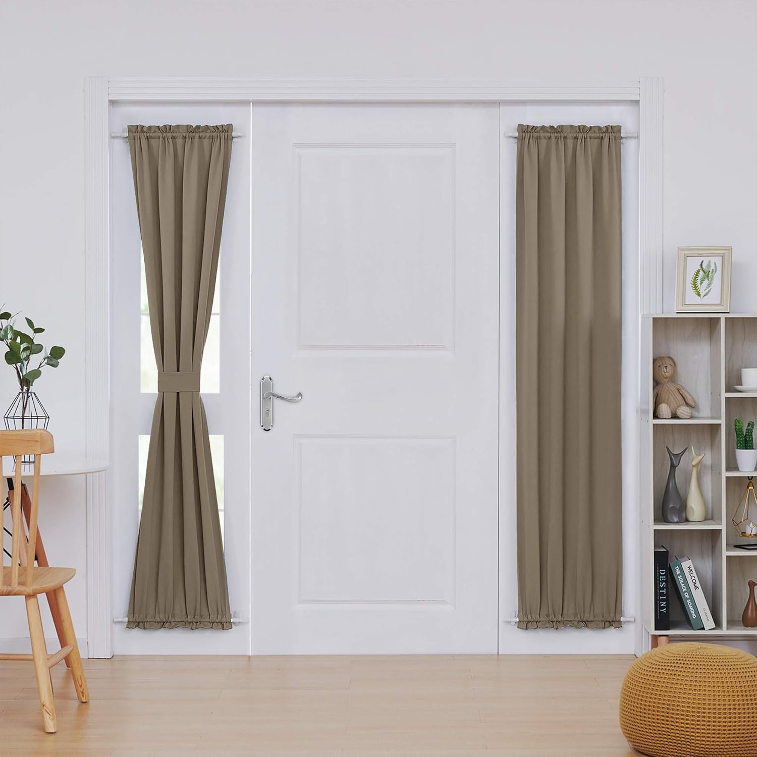 Deconovo Blackout Door Curtain Panel with Adjustable Tieback for Glass Doors, Solid Color, 1 Panel