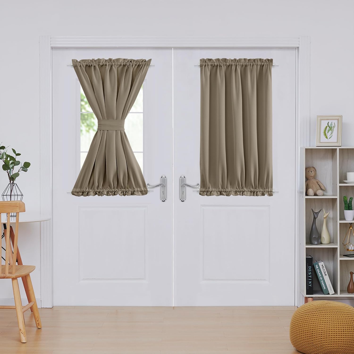 Deconovo Blackout Door Curtain Panel with Adjustable Tieback for Glass Doors, Solid Color, 1 Panel