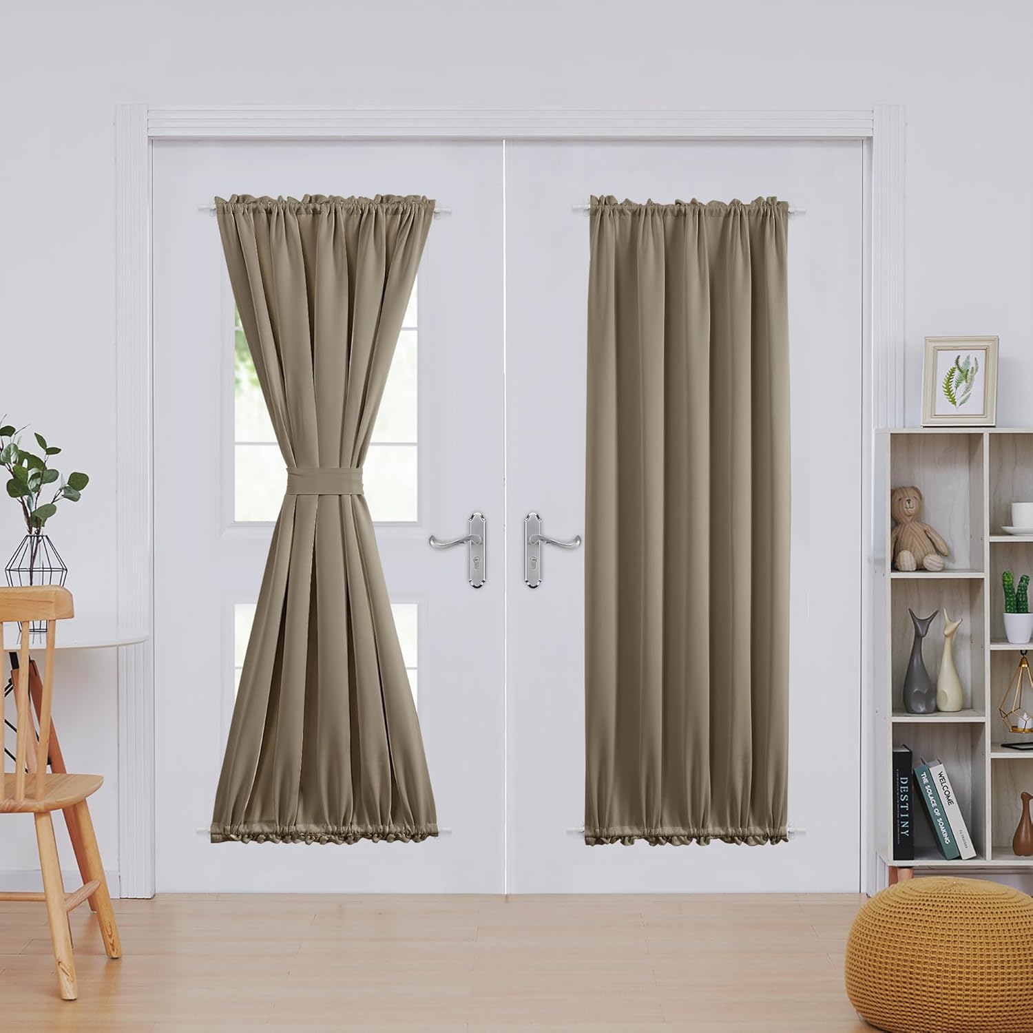 Deconovo Blackout Door Curtain Panel with Adjustable Tieback for Glass Doors, Solid Color, 1 Panel
